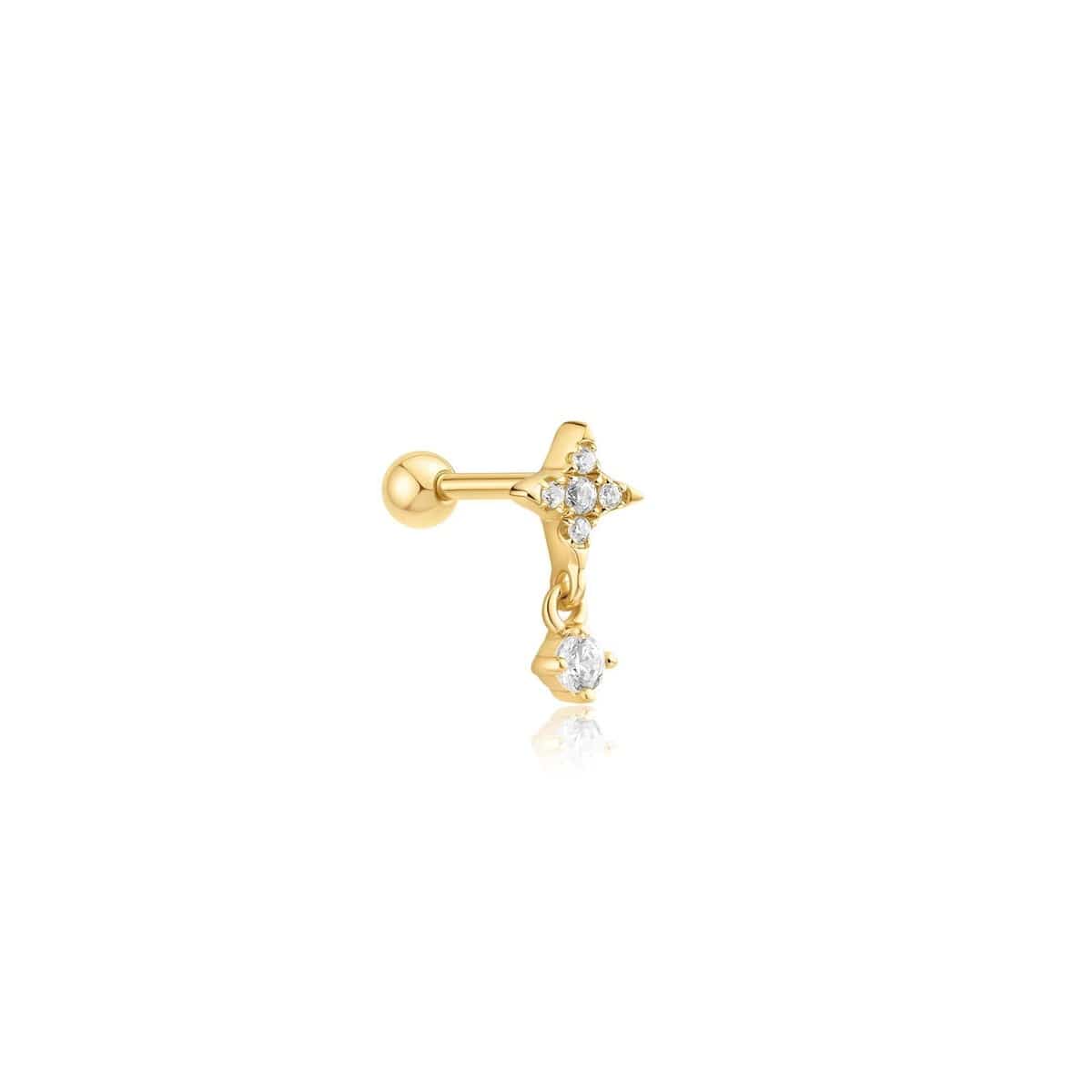EAR-GPL Gold Star Dangle Barbell Single Earring