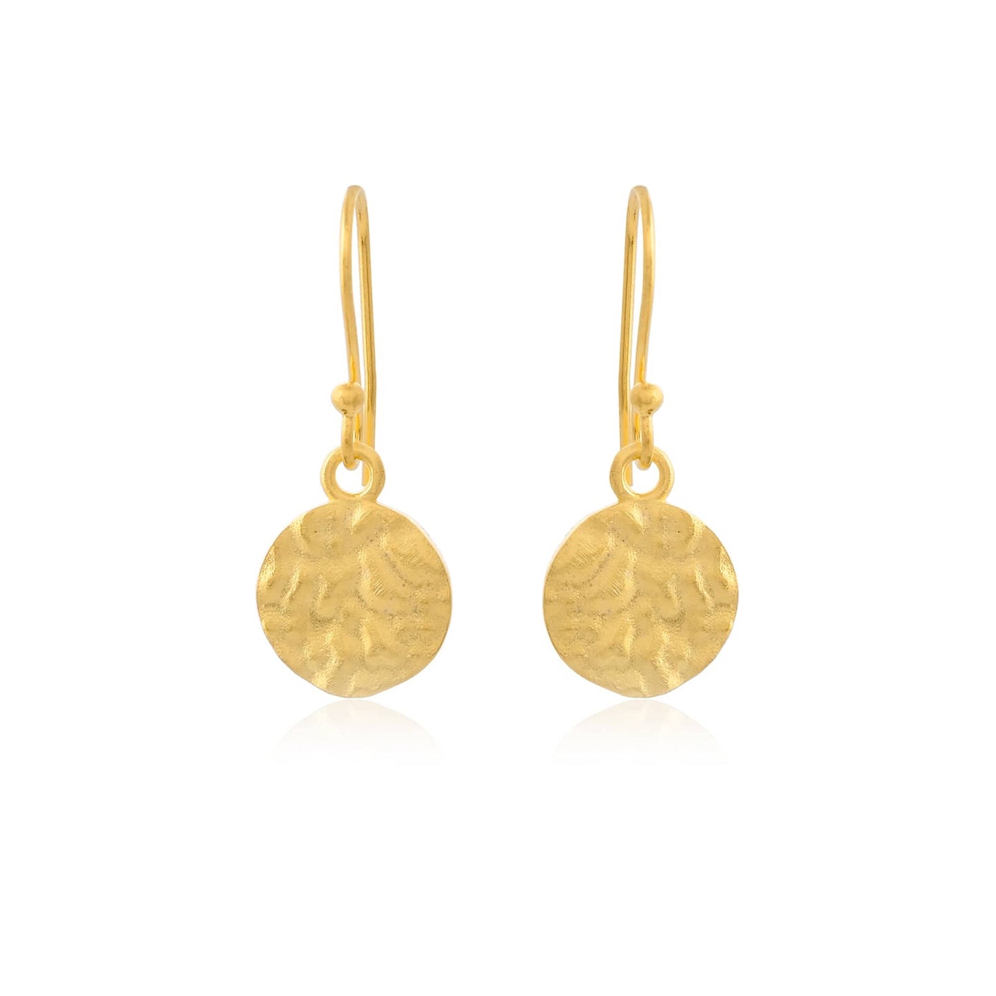 EAR-GPL Gold Textured Disc on French Wire Earrings