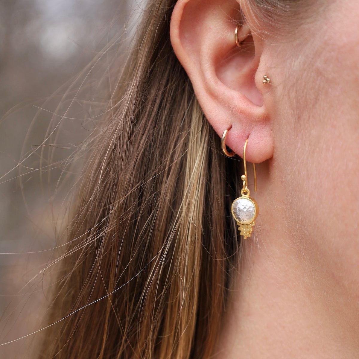 EAR-GPL Silver Half Dome with Gold Colette