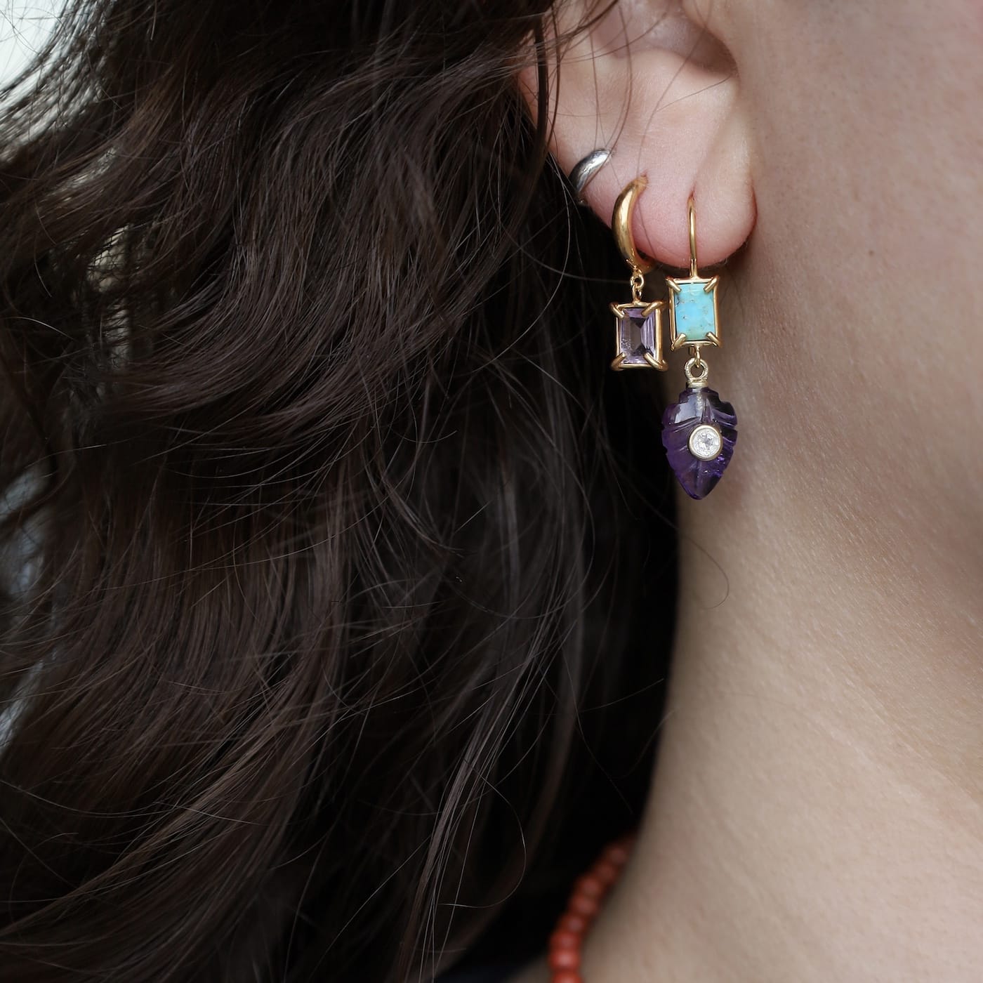 EAR-GPL Tabby Hoop Earrings Amethyst