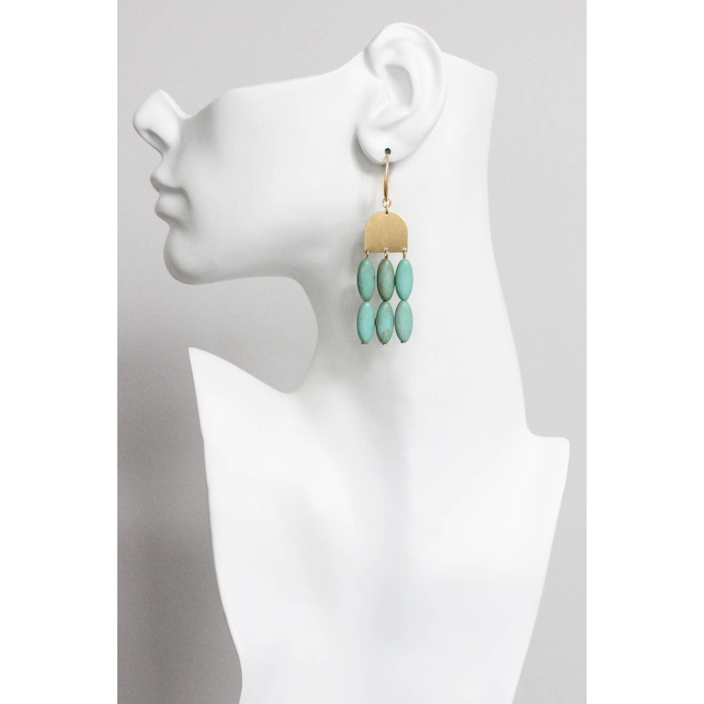 EAR-JM Turquoise and Brass Geometric Earrings