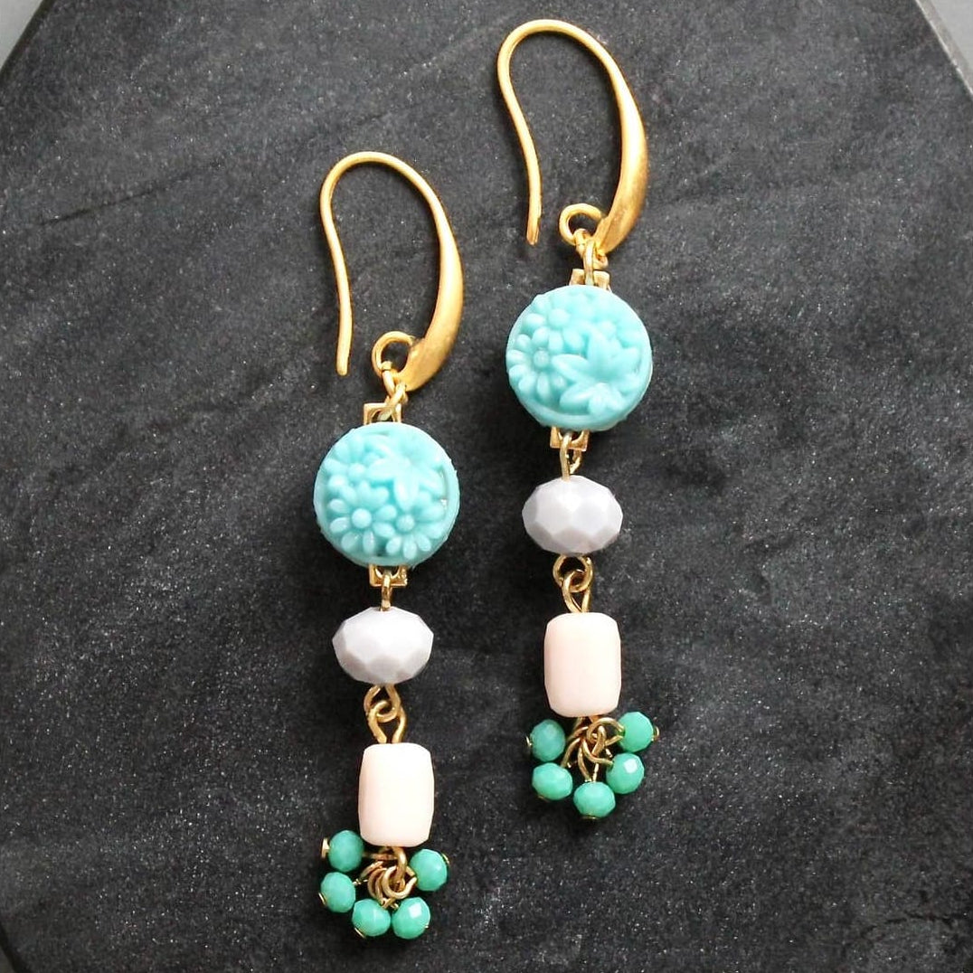 EAR-JM Vintage Turquoise Glass Earrings