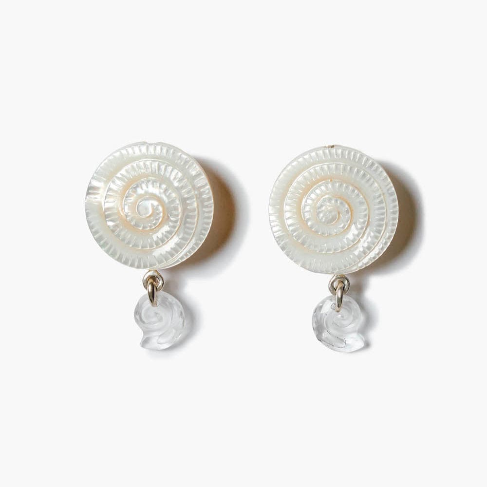 EAR Nautilus Clip-On Earrings White Mother of Pearl