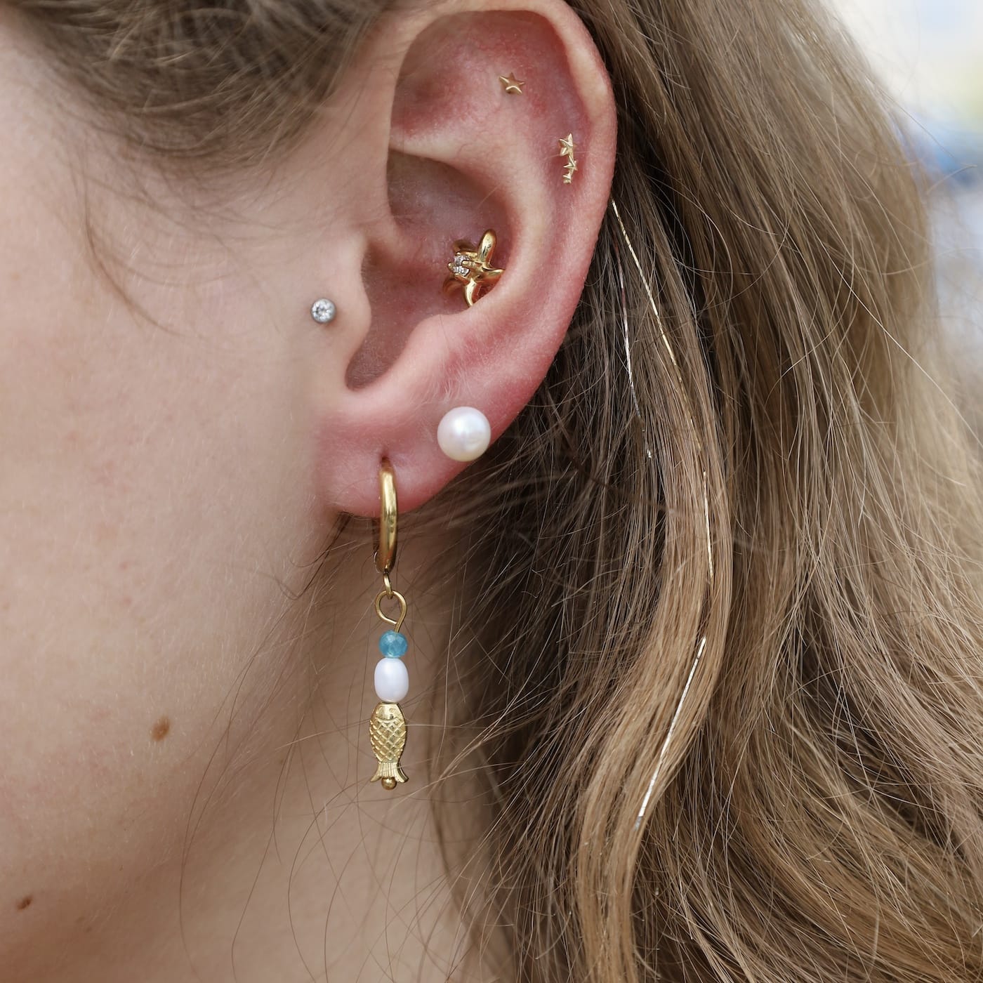 EAR-S.STL Hoop Hoop Hooray- Mermaid Vibes - Gold Plated Stai