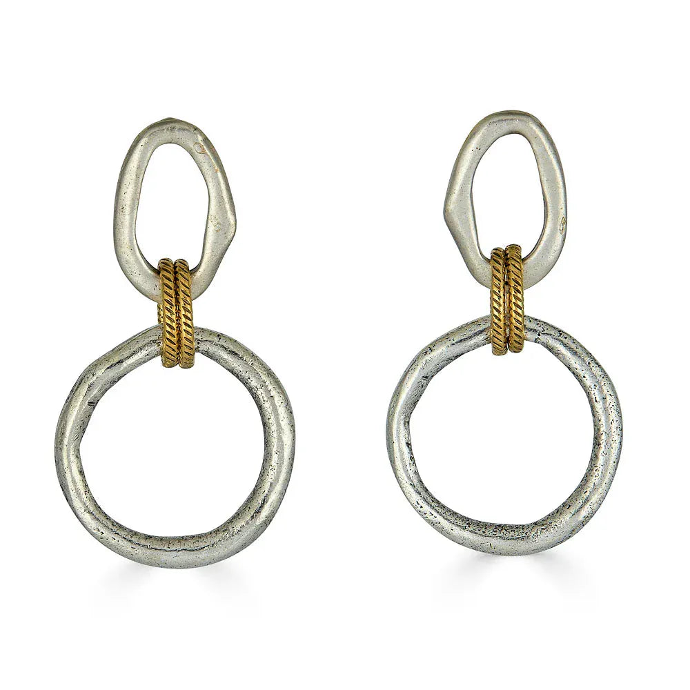 EAR-SPL Mixed Metal Sculpted Circle Earrings