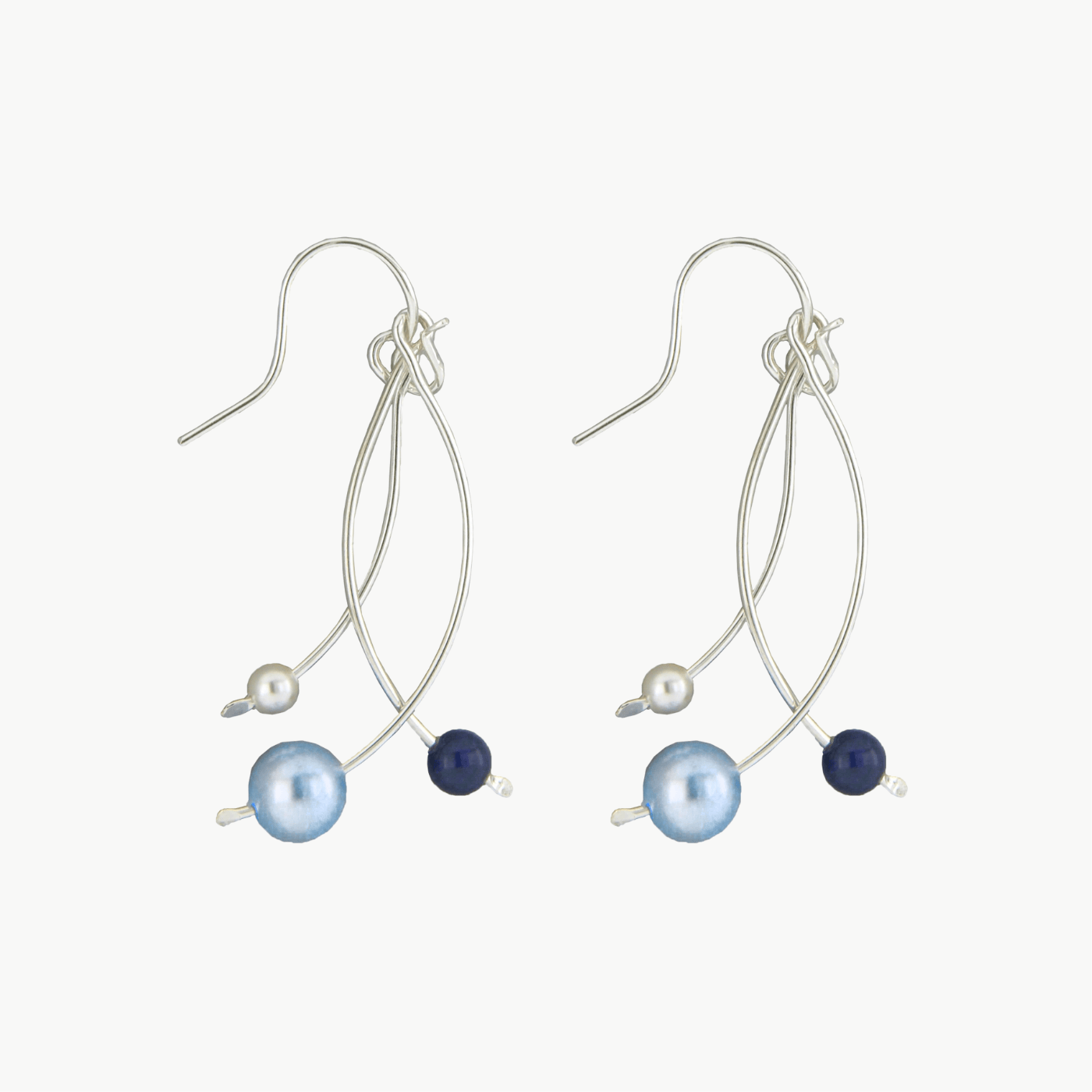 EAR Sterling Silver & Blue Talking Friends Pearl Earrings