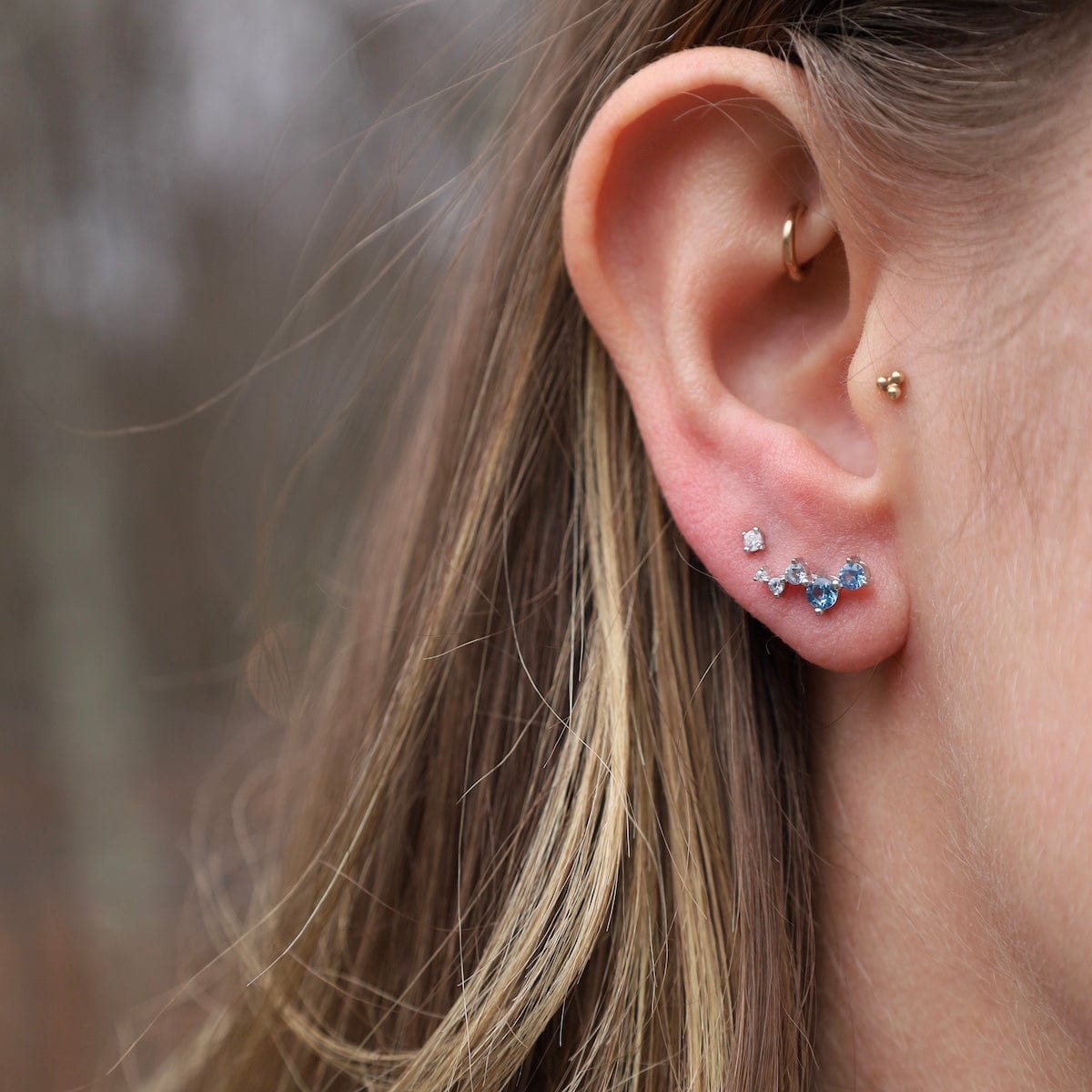 EAR Sterling Silver CZ 1.5mm Round Barbell Single Stud Earring
