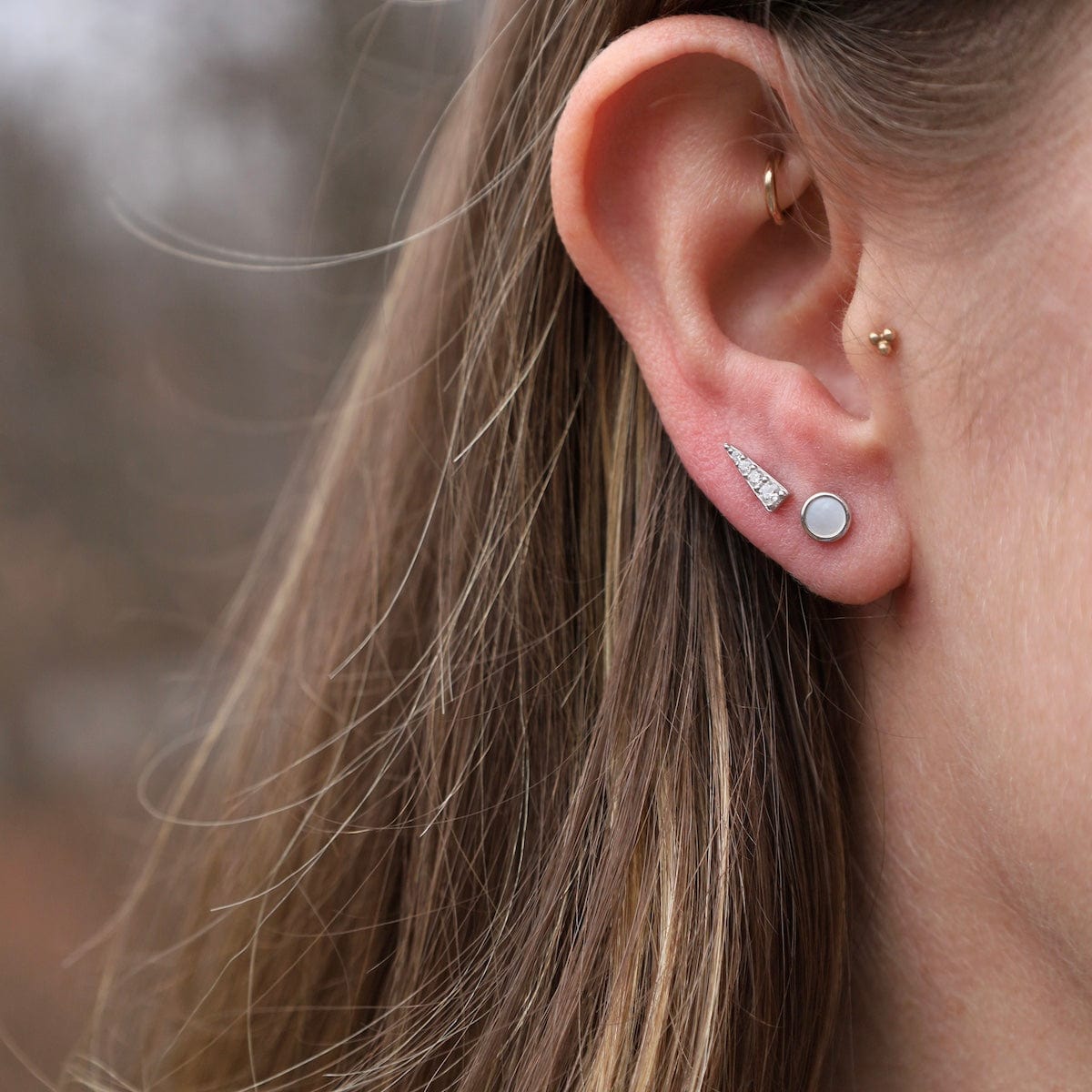 EAR Sterling Silver & CZ Spike Barbell Single Stud Earring