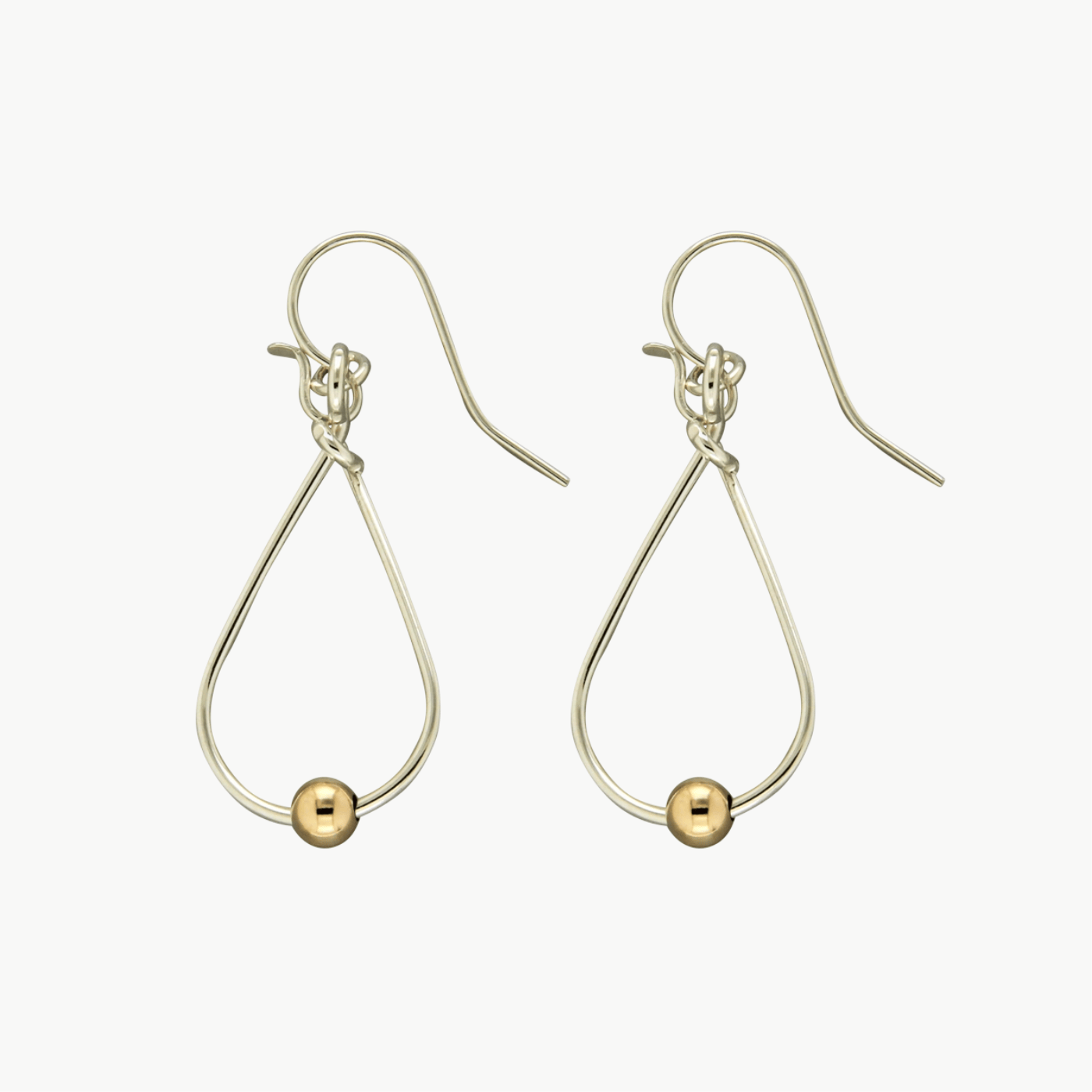 EAR Sterling Silver Teardrop Earrings with Single Gold Filled Bead