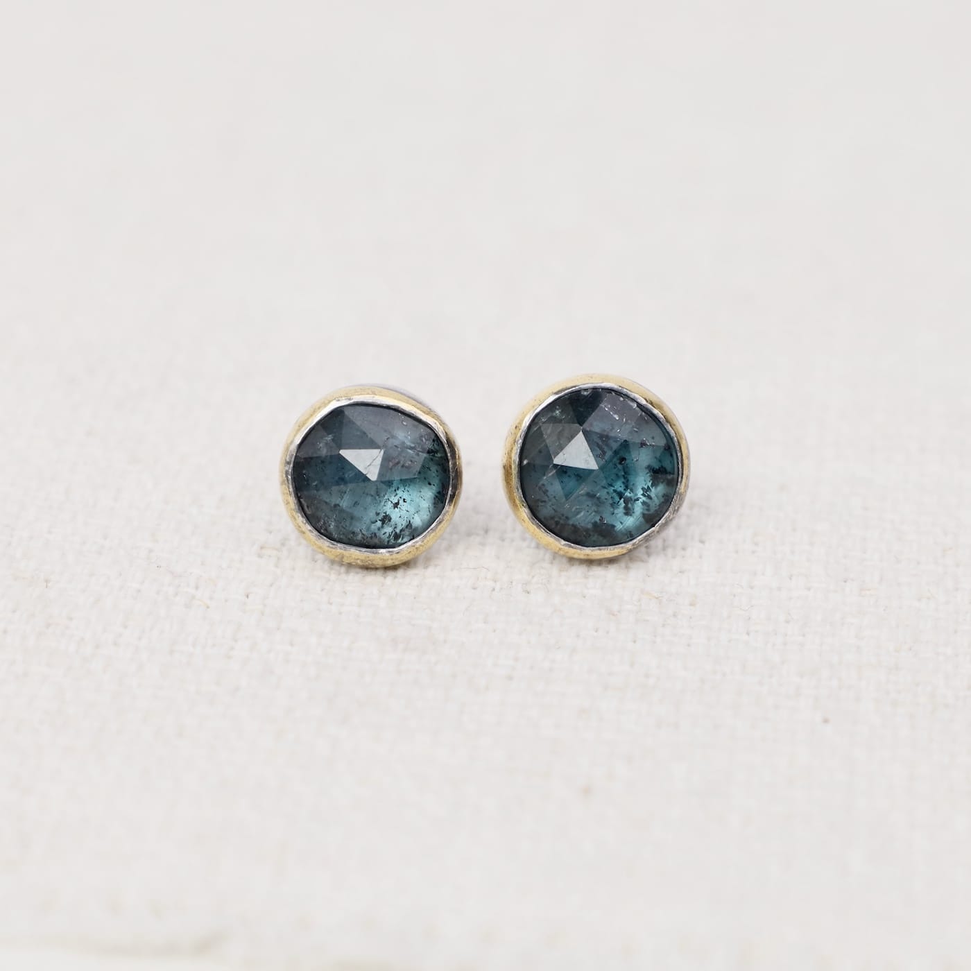 EAR Teal Kyanite Small Crescent Rim Post Earrings