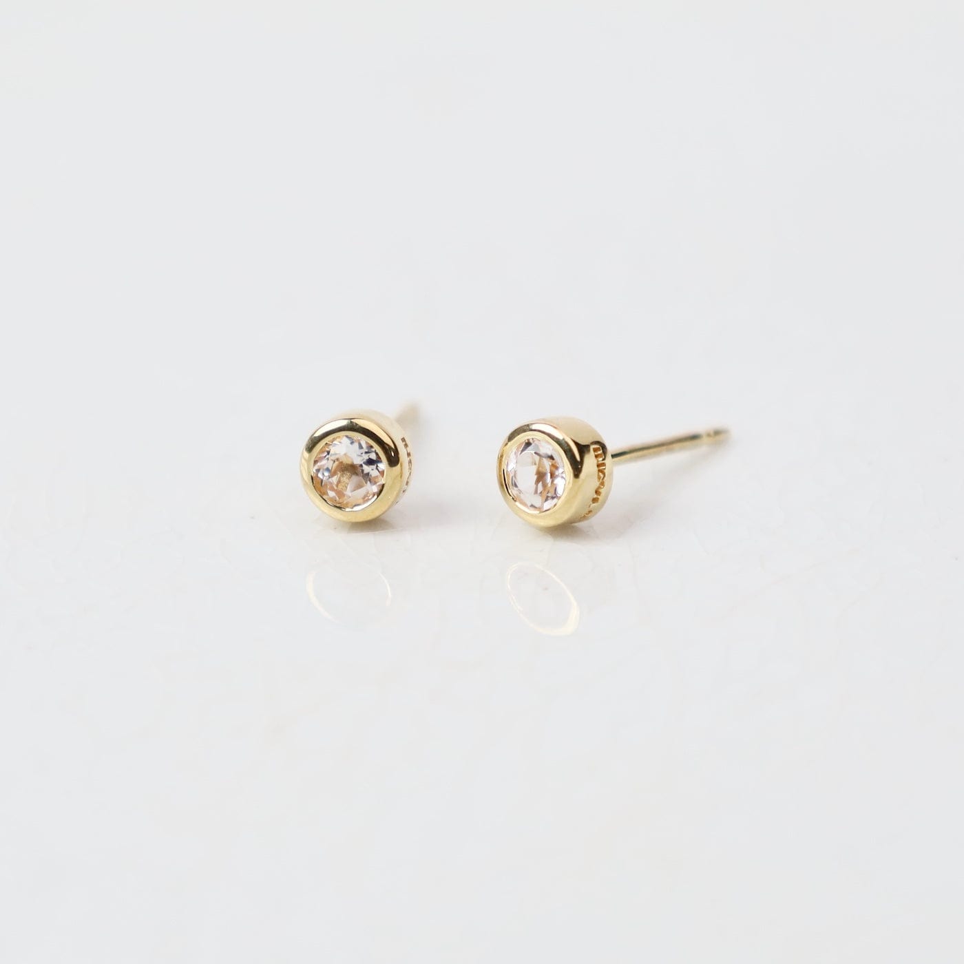 EAR-VRM Gold Vermeil Bezel Set White Topaz Stud Earrings