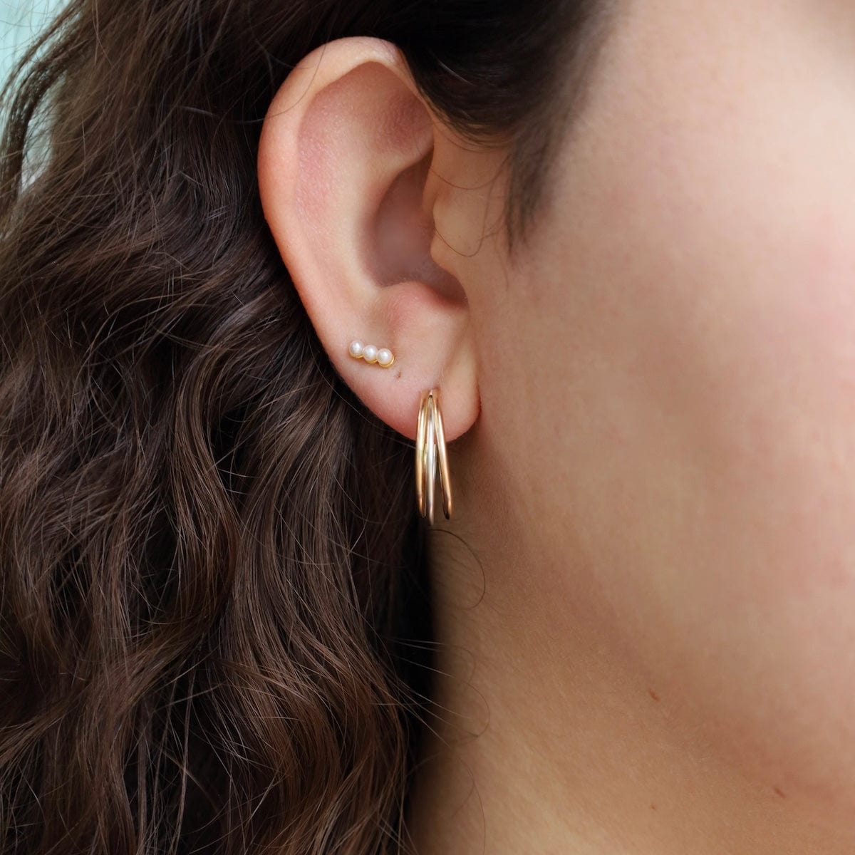 EAR-VRM Gold Vermeil Tiny Freshwater Pearl Bar Stud Earrin