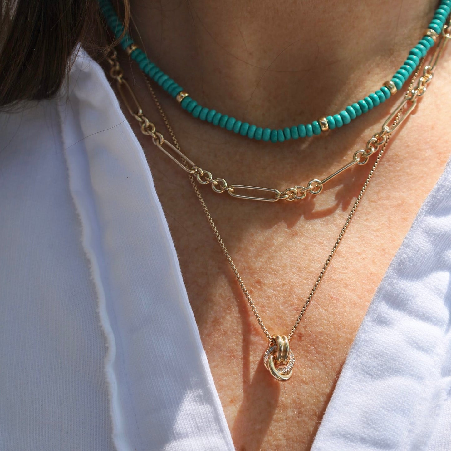 NKL-14K 14k Gold Large Mixed Paperclip & Rolo Chain 18" Necklace