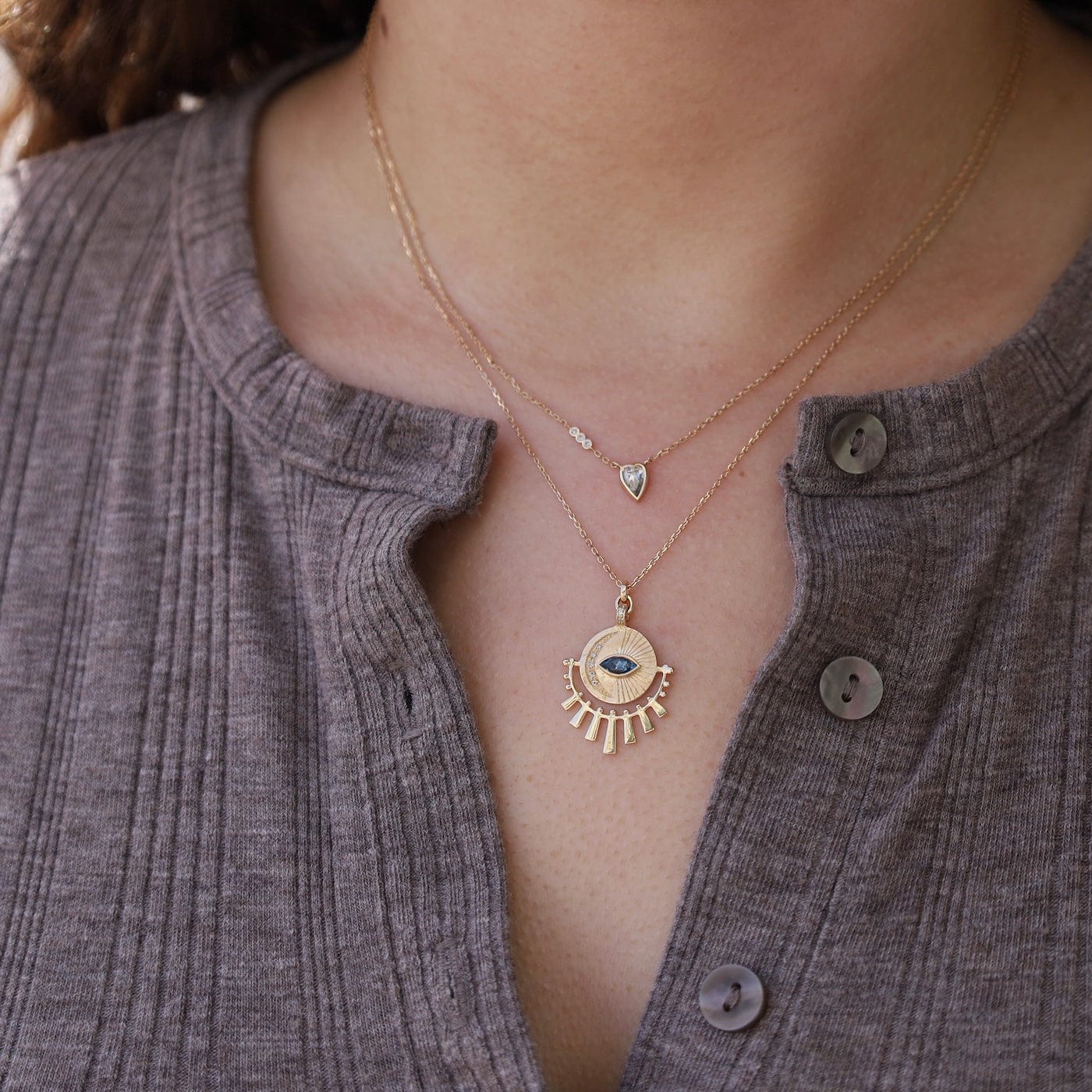 NKL-14K 14k Pear Grey Diamond Slice Necklace