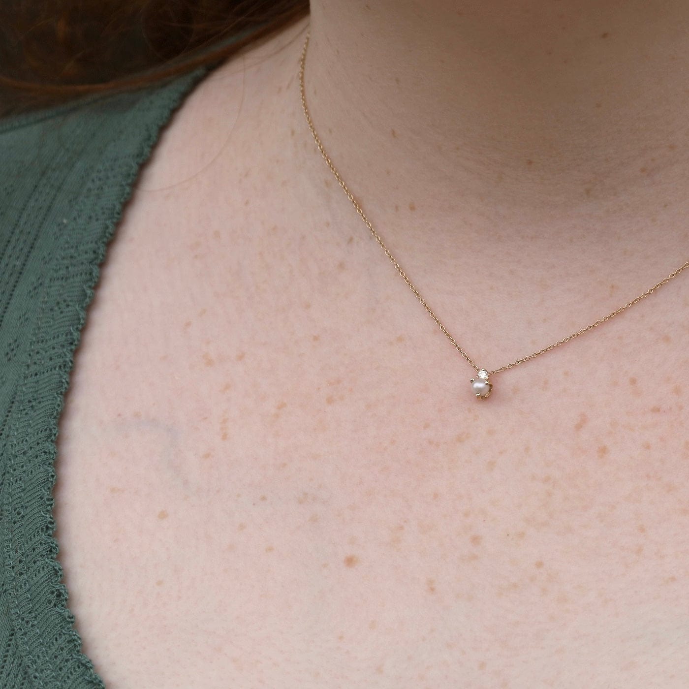 NKL-14K 14K Pearl & White Diamond Necklace