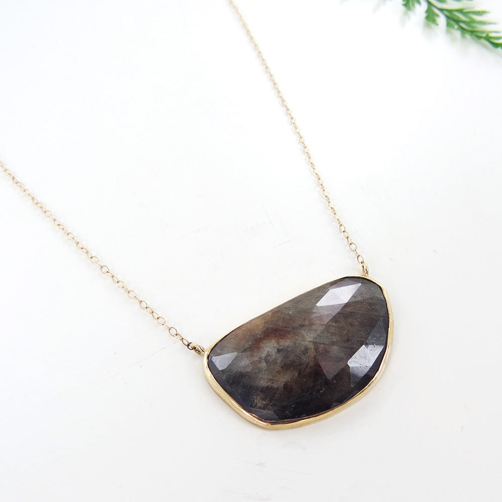 NKL-14K One of a Kind 14k Gold Freeform Sapphire Necklace