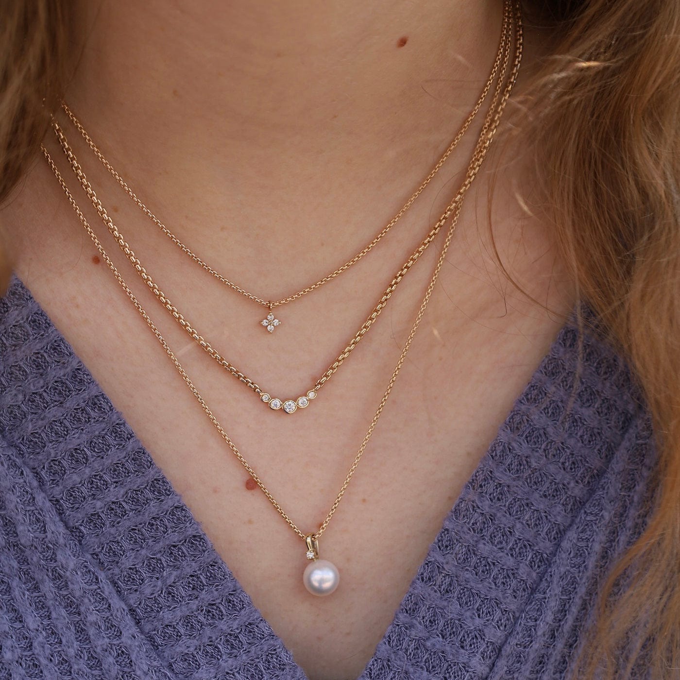 NKL-14K White Cultured 14K Gold Pearl Necklace
