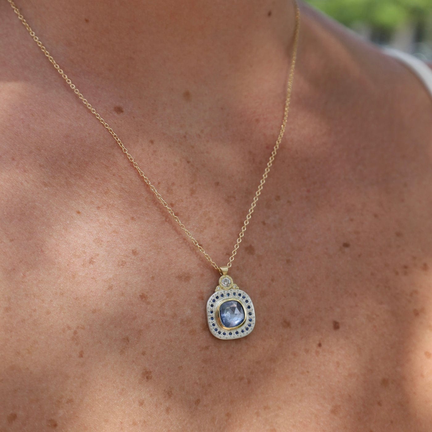 NKL-18K One of a Kind Blue Sapphire 18k & Sterling Silver Necklace
