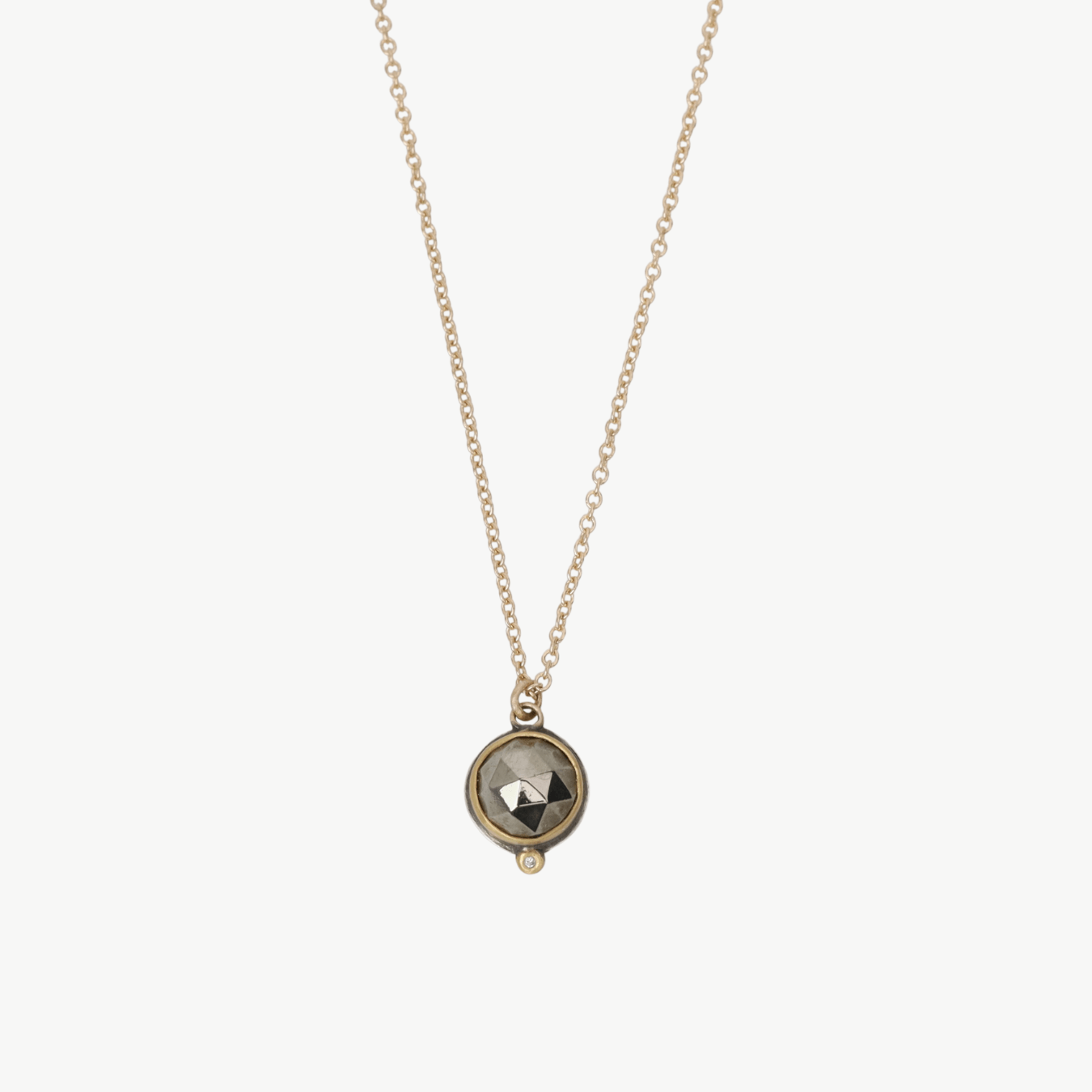 NKL-22K Pyrite Necklace with One Diamond