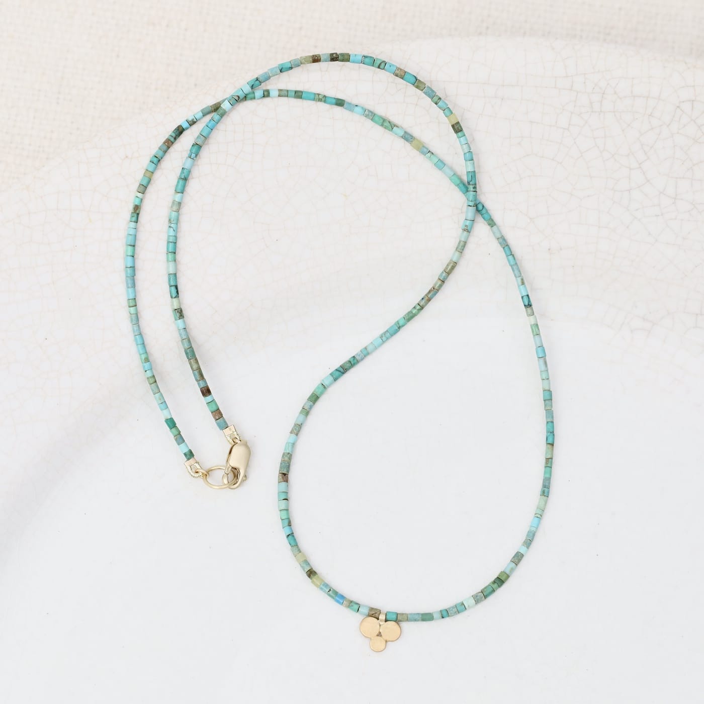 NKL-22K Turquoise Necklace with Gold Trio