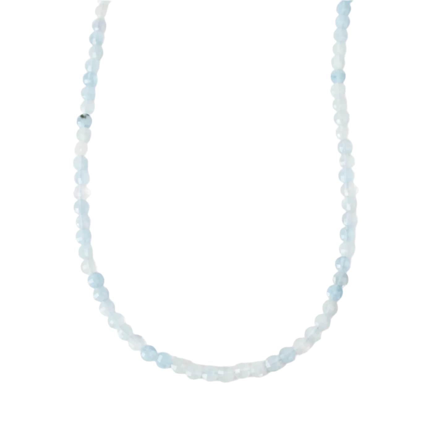 NKL 4mm Coin Simple Stone Necklace 16-17.75" - Milky A
