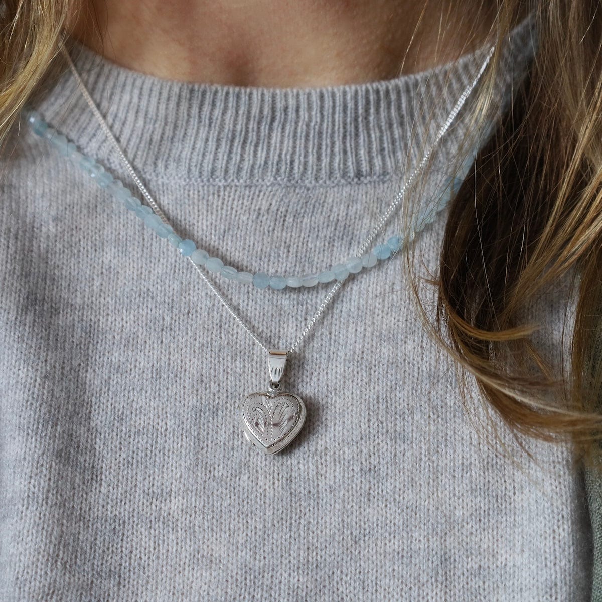 NKL 4mm Coin Simple Stone Necklace 16-17.75" - Milky A