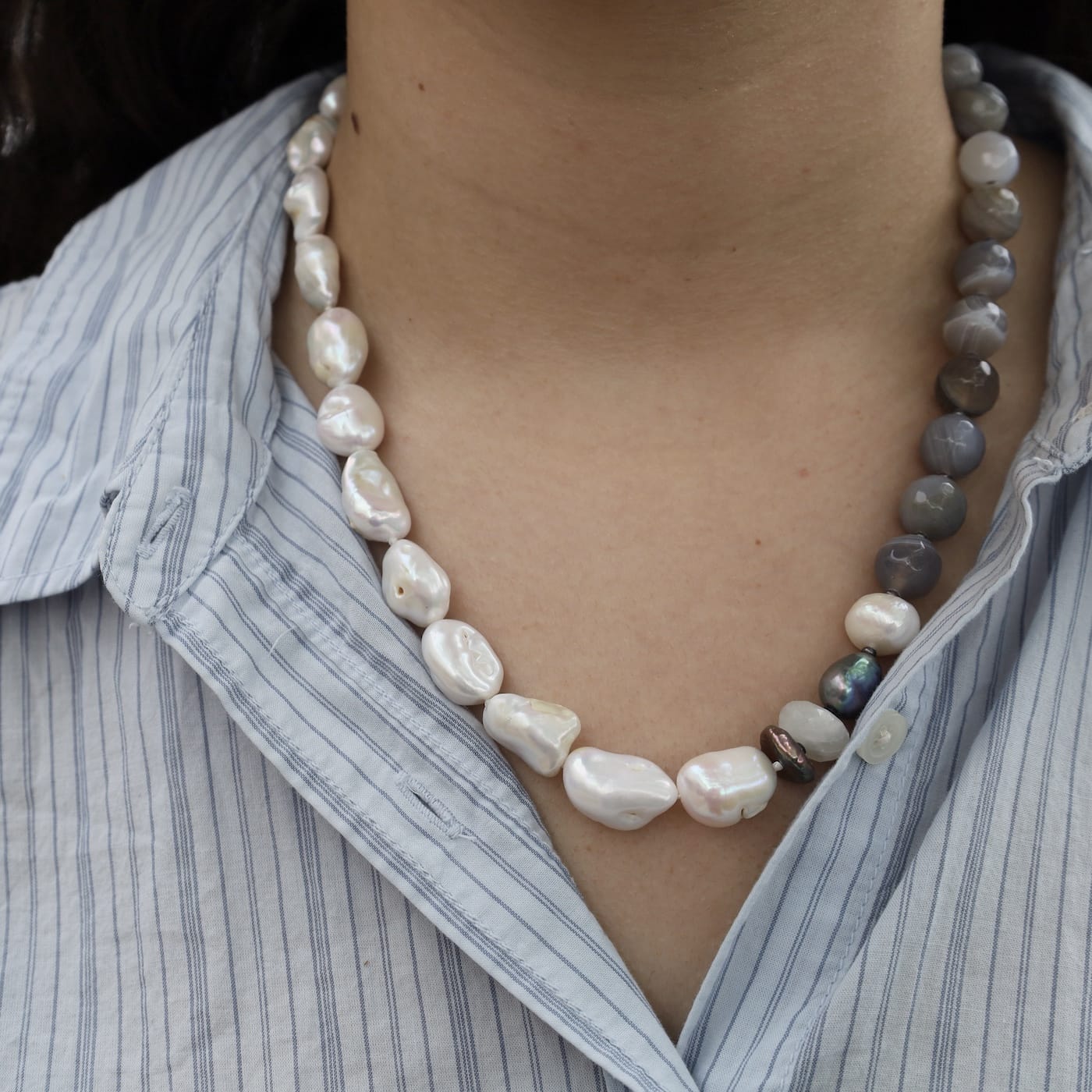 NKL Agate and Pearl Necklace