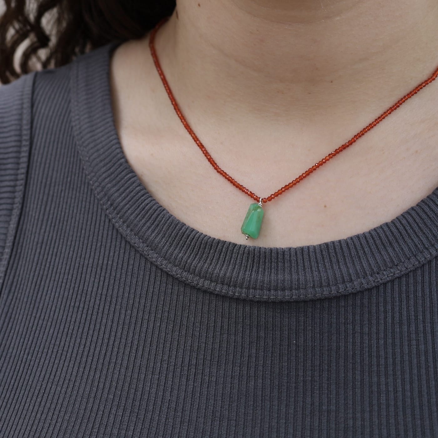 NKL Carnelian with Chrysophase Necklace