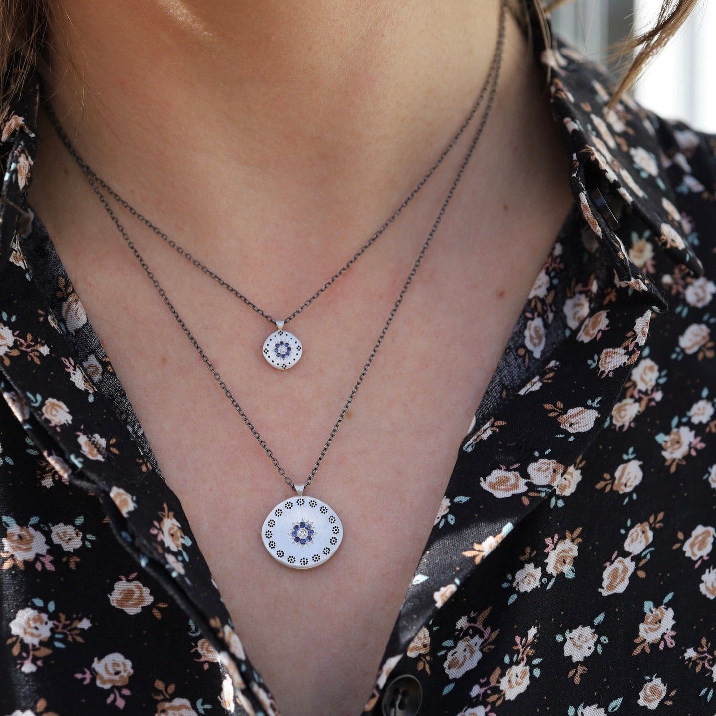 NKL Cluster Pendant with Sapphire Floret
