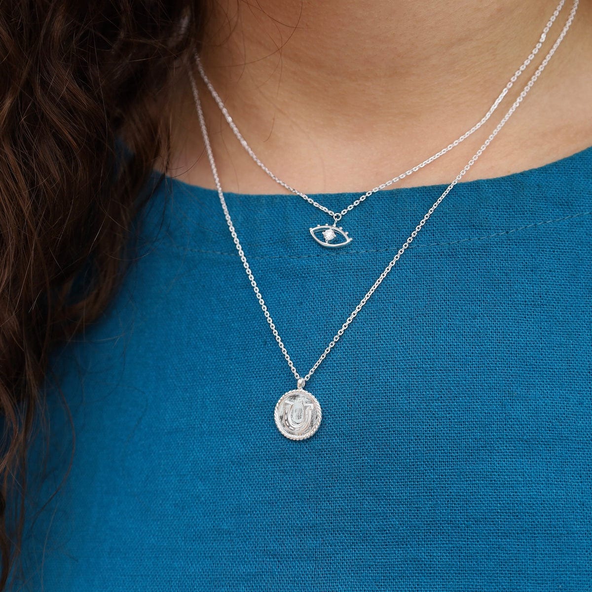 NKL CZ Evil Eye With Lashes Necklace  - Sterling Silve