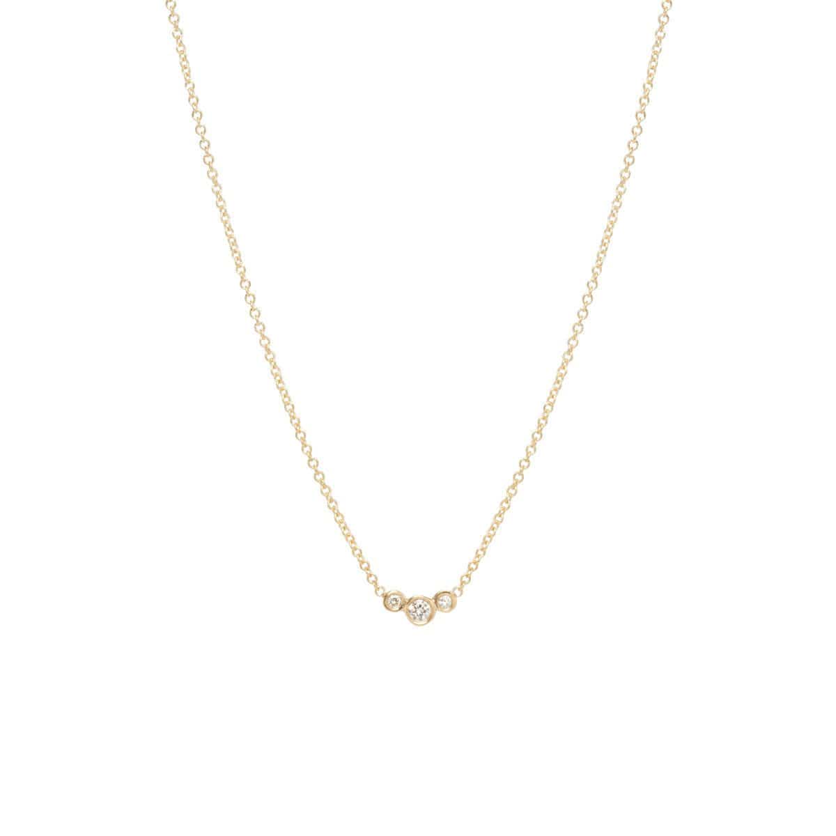 NKL-DIA 14k Small Graduated Bezel Diamond Necklace