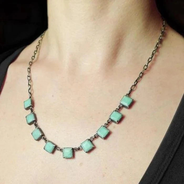 NKL Faceted Square Chrysoprase Necklace