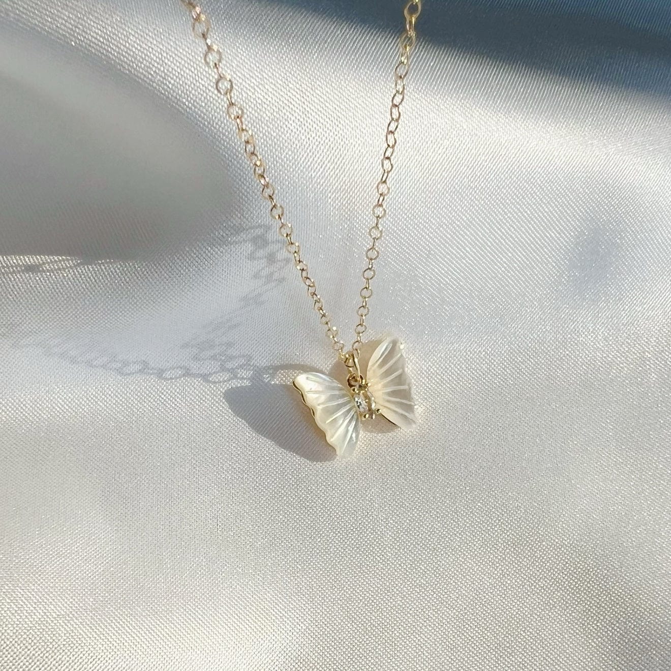 NKL-GF Brynn Butterfly Mother of Pearl Gold Filled Necklace