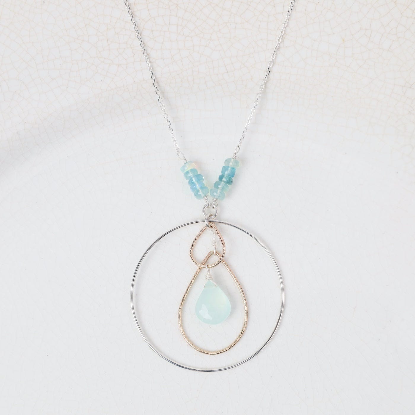 NKL-GF Chalcedony and Blue Opal Pendant Necklace