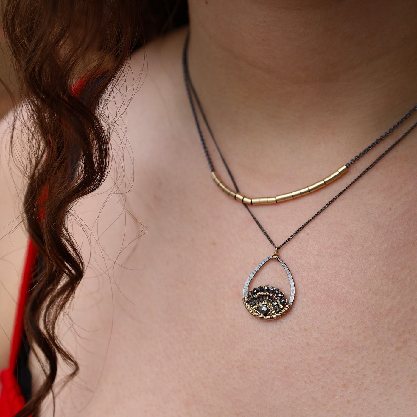 NKL-GF Dark Crystal Teardrop Necklace