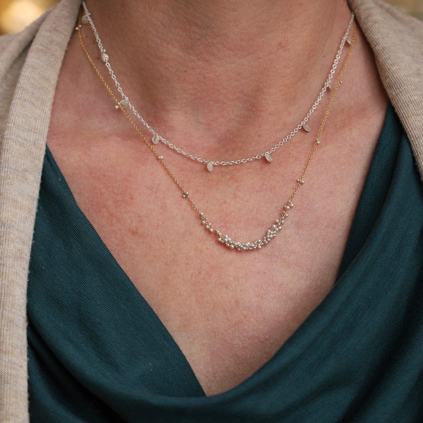 NKL-GF Gold Filled & Silver Clustered Wisteria Necklace-
