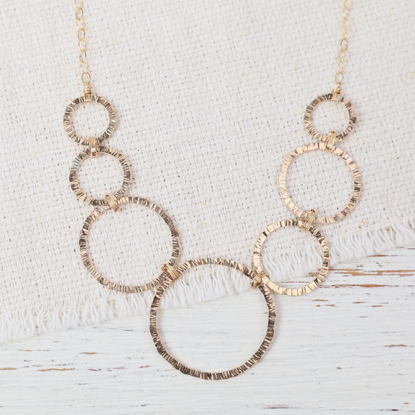 NKL-GF Golden Hammered Rings Necklace