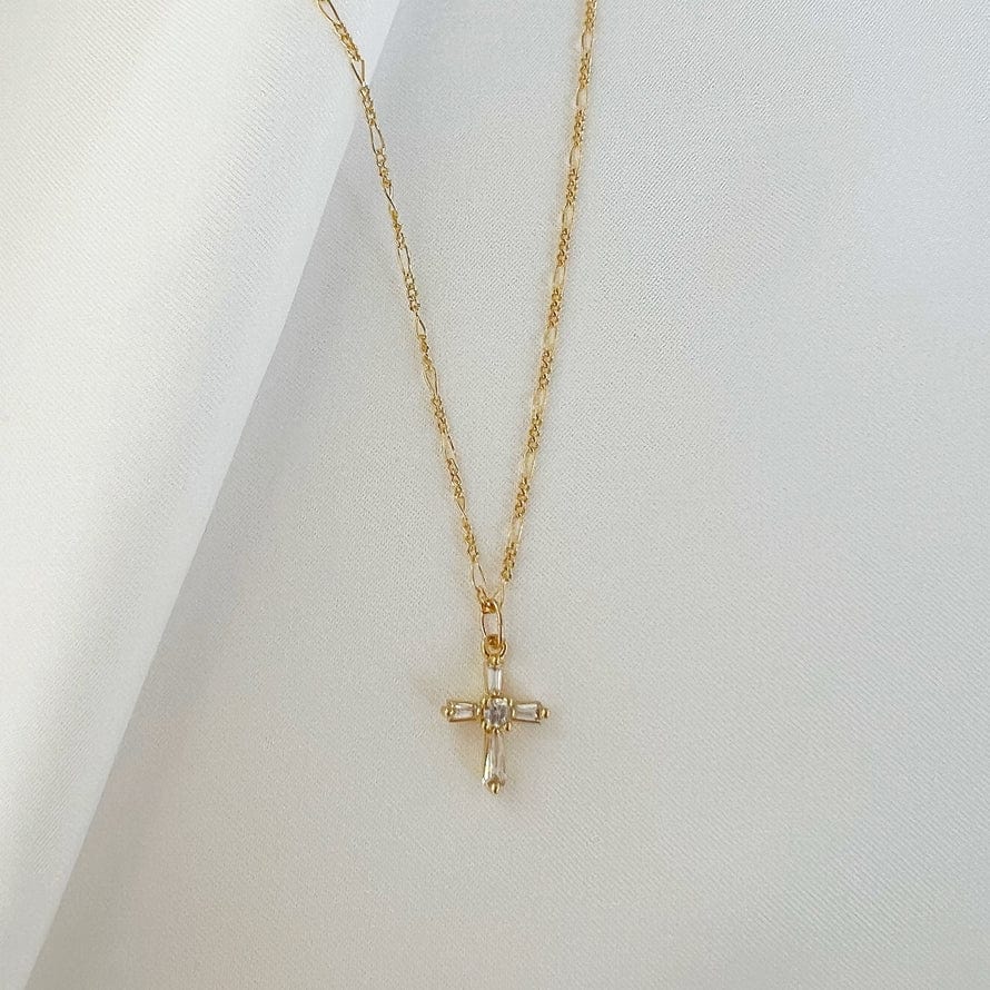 NKL-GF Petite Cz Cross Pendant Necklace Gold Filled