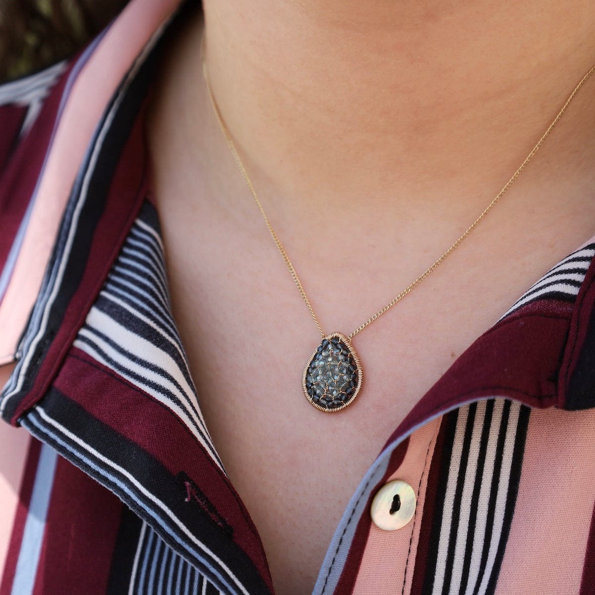 NKL-GF Small Indigo Mix Teardrop Necklace