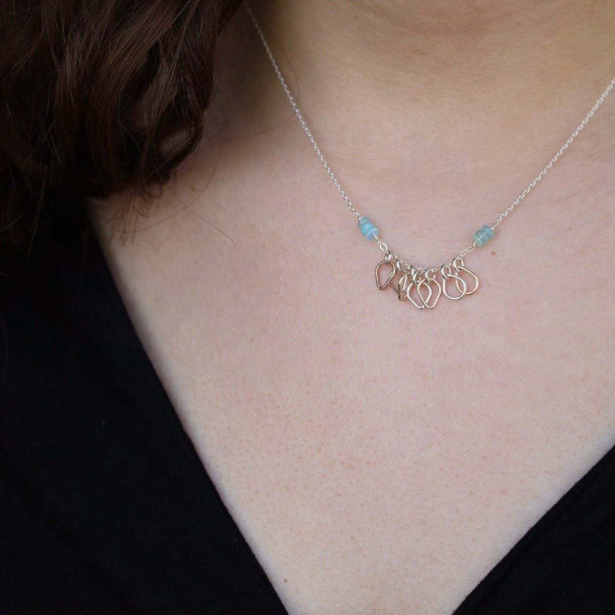 NKL-GF Two Tone Chaerm Necklace with Blue Opal