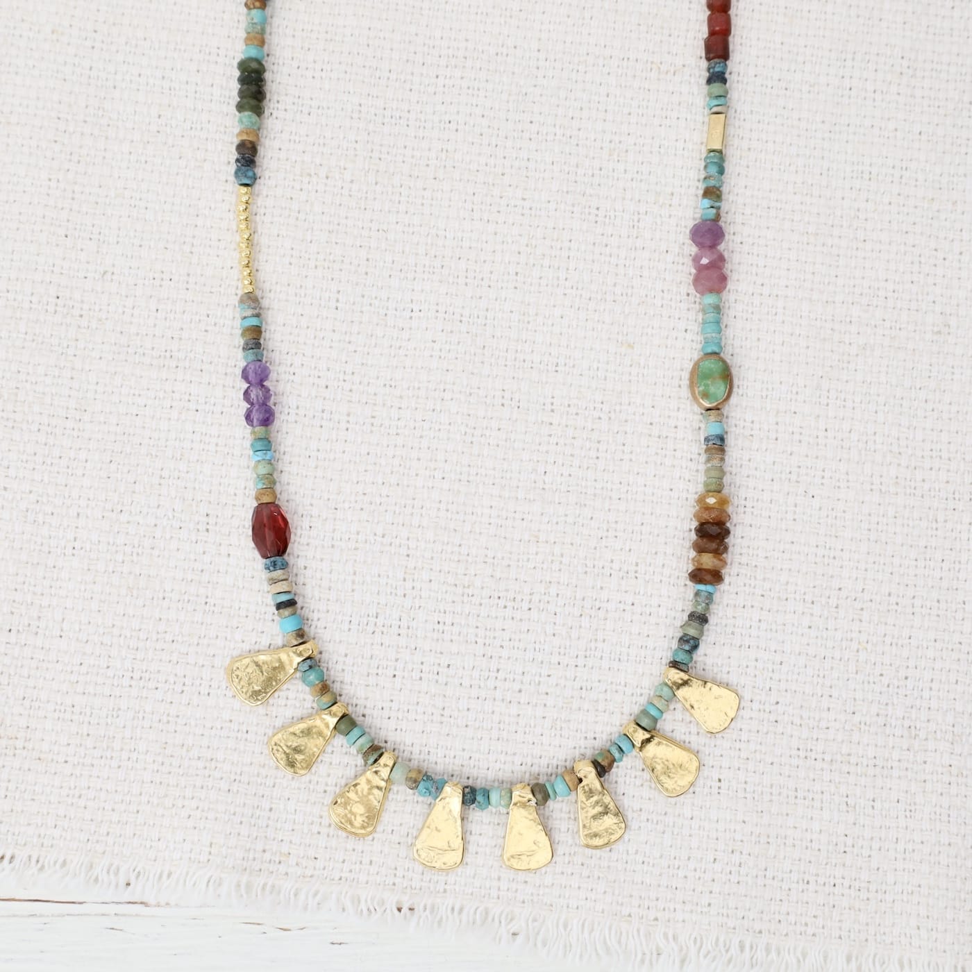 NKL-GPL Eight Triangles Turquoise Gold Necklace