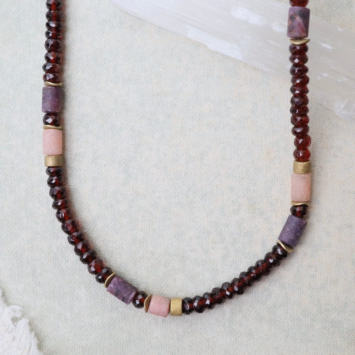 NKL-GPL Garnet, Ruby, & Rhodonite Necklace