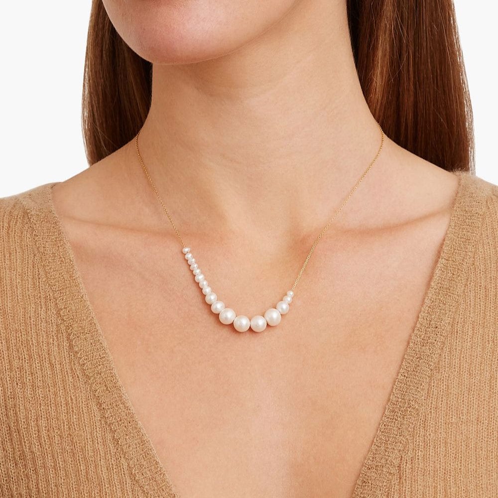 NKL-GPL Graduated White Pearl Necklace