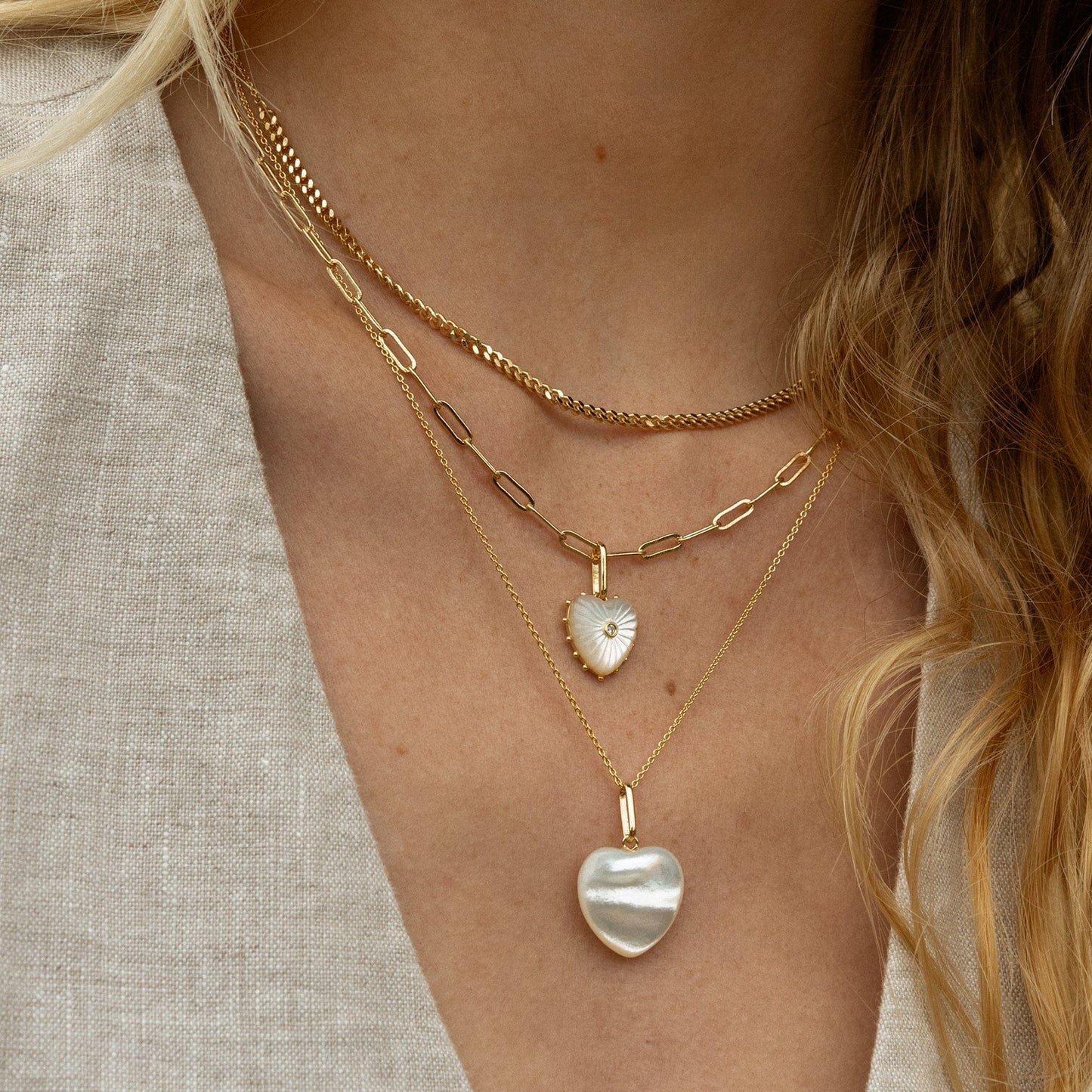 NKL-GPL Isabel Mother of Pearl Heart Pendant Necklace