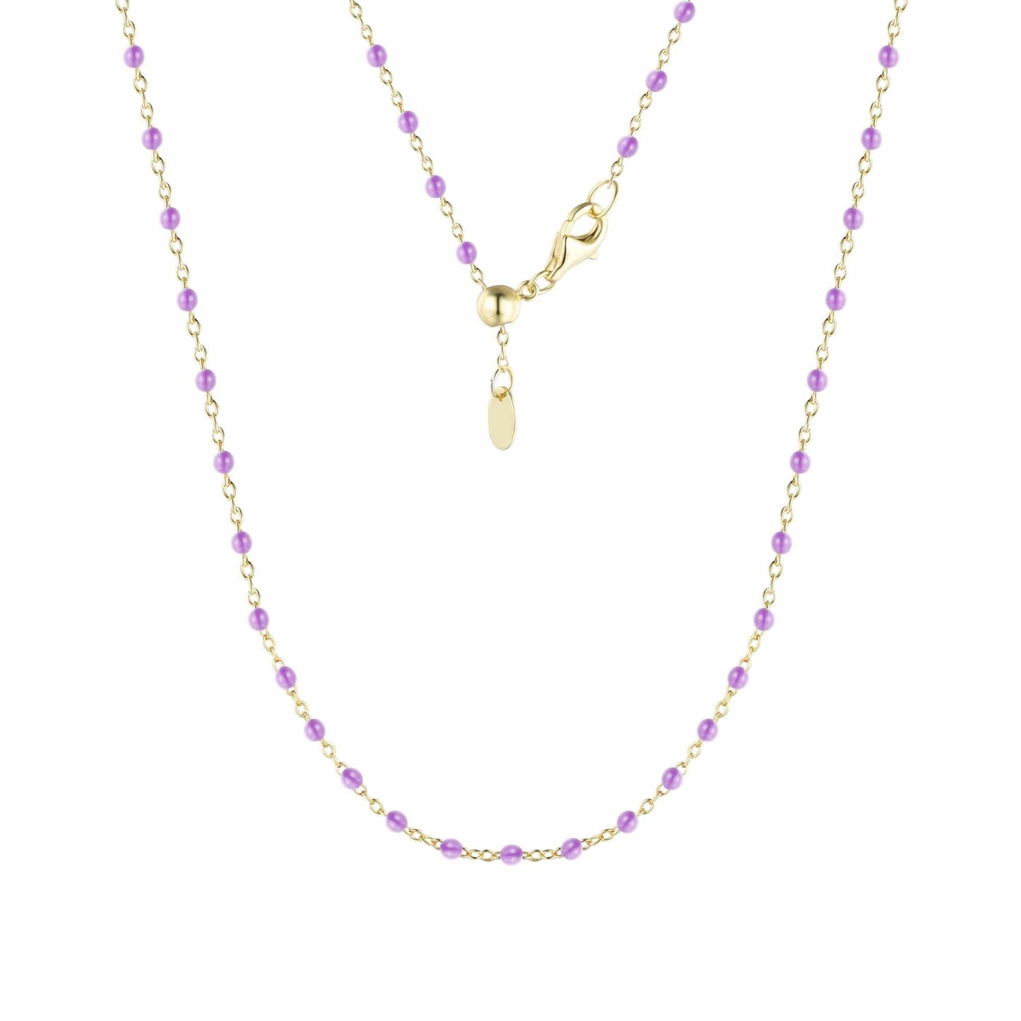NKL-GPL Lavender Enamel Beaded Chain Necklace