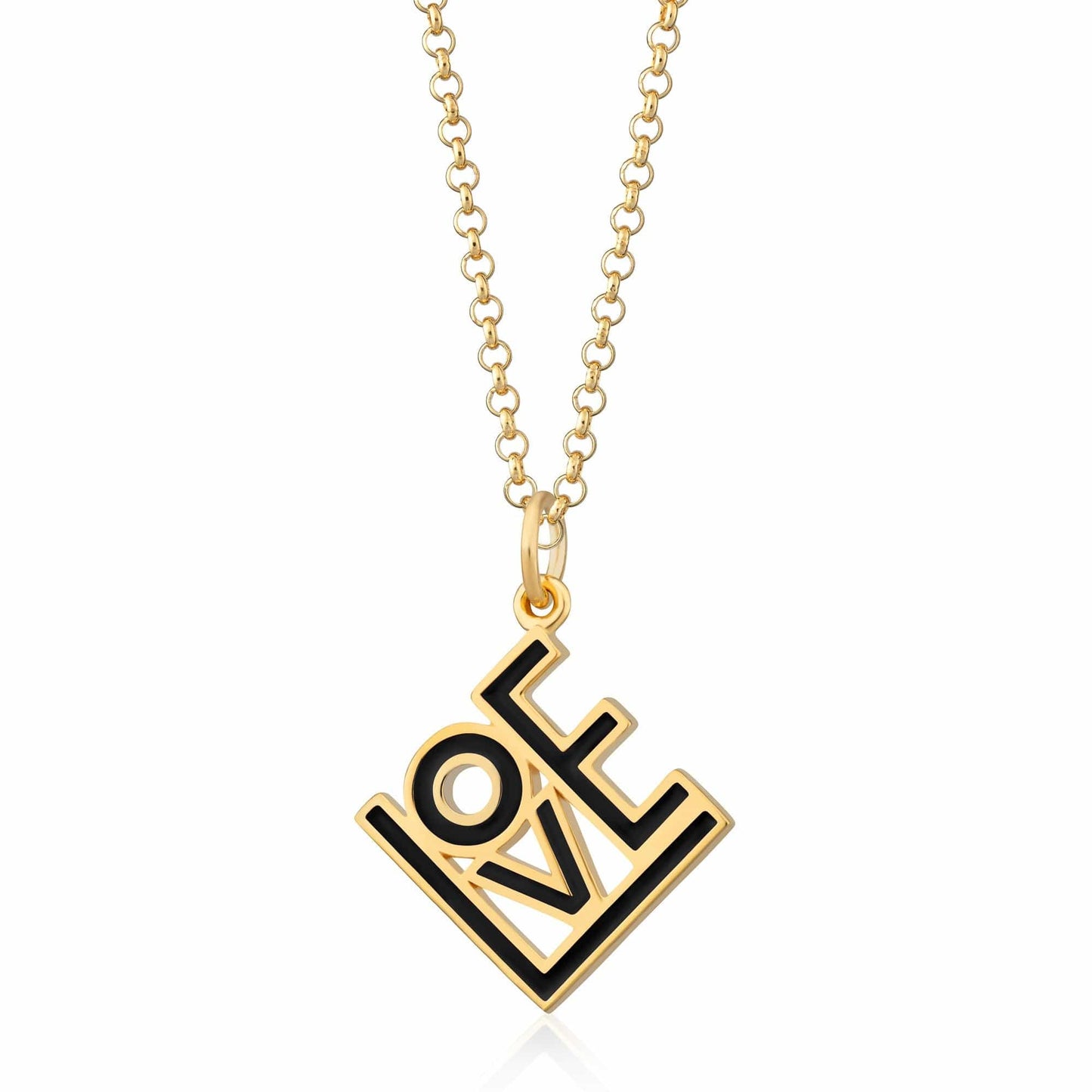NKL-GPL Love Necklace (Black) - 18k Gold Plated Sterling S