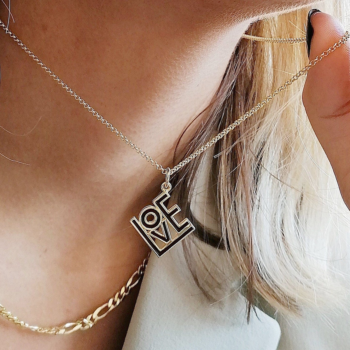 NKL-GPL Love Necklace (Black) - 18k Gold Plated Sterling S
