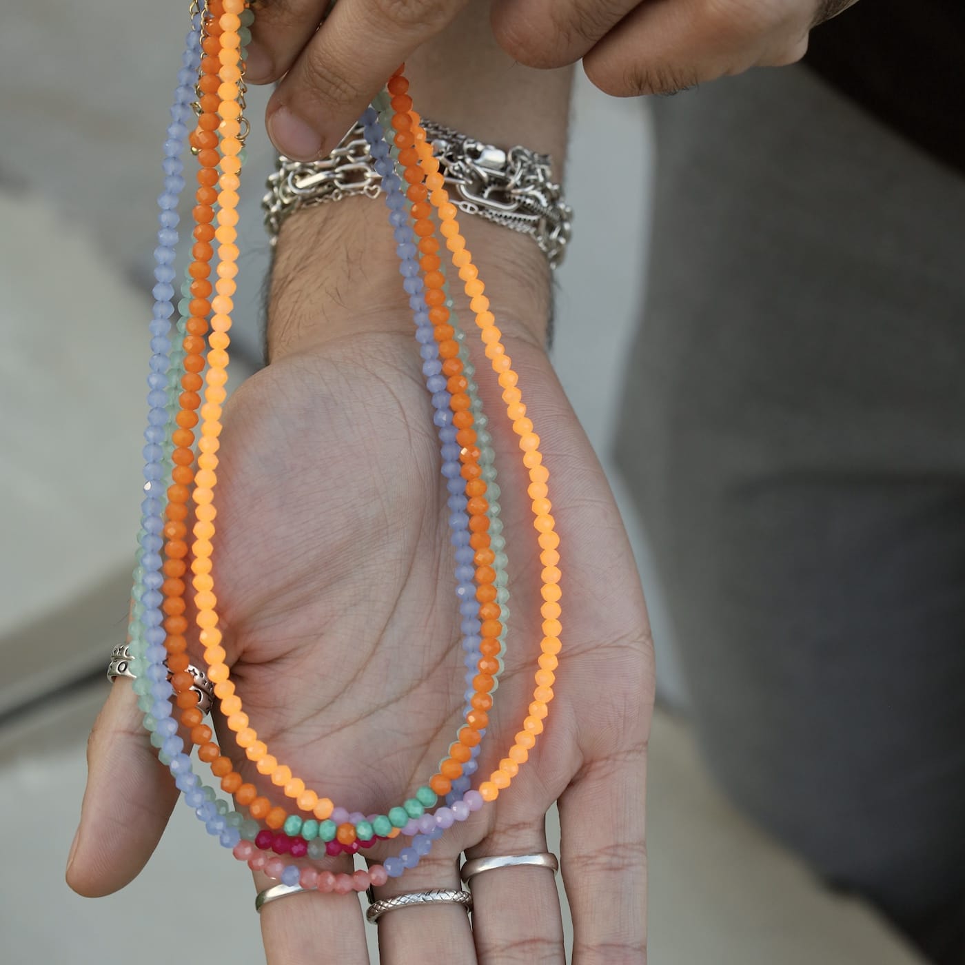 NKL-GPL Mia Papaya Crystal Beaded Delicate Necklace