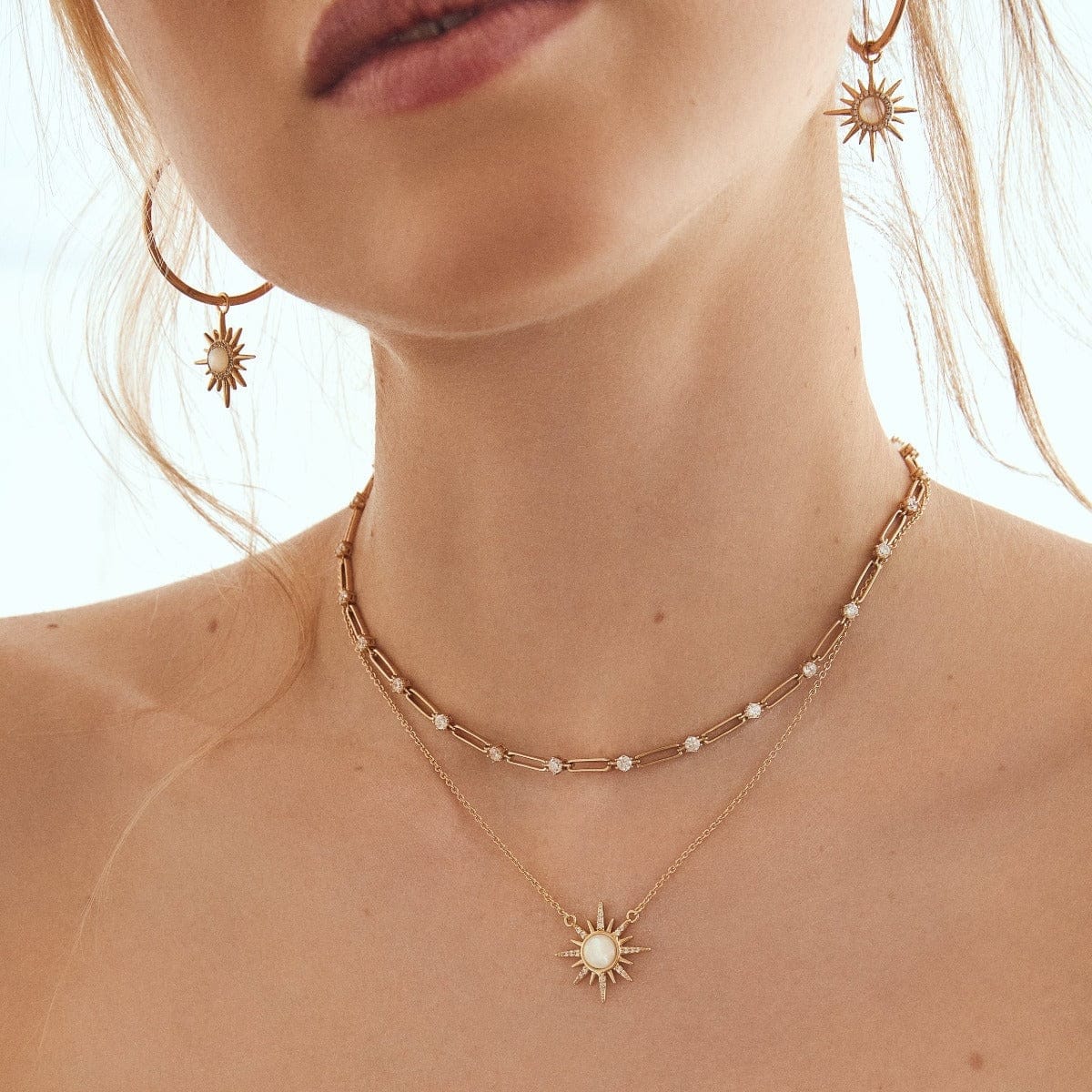 NKL-GPL Mother of Pearl Starburst Necklace