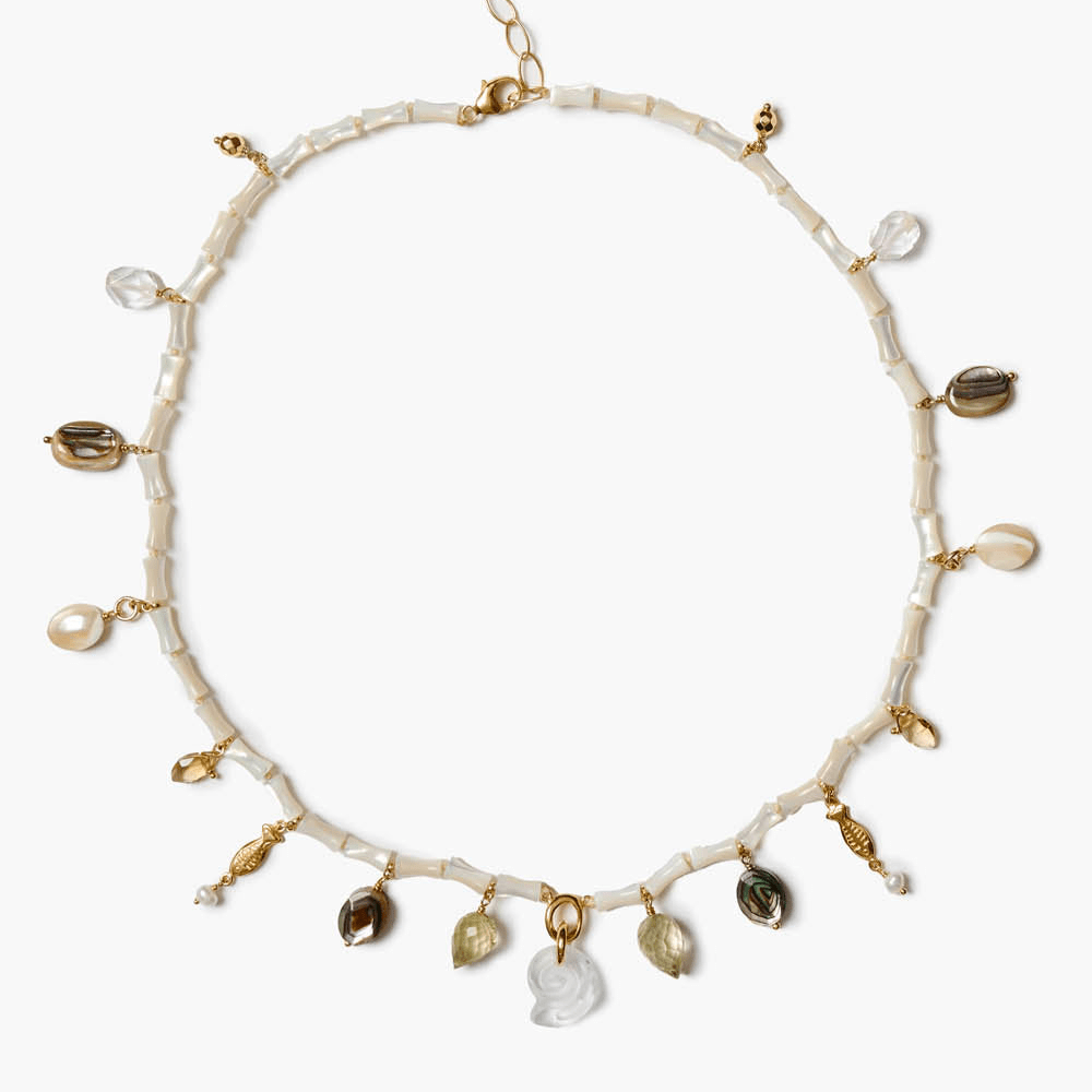 NKL-GPL Nautilus Charm Necklace White Mix